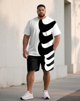 Men's Large Size Exaggerated Sports Print Short-sleeved T-shirt Shorts Set