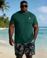 Big & Tall Men's Hawaiian Holiday Leisure Chest Small Printed Short Sleeve T-Shirt Shorts Set