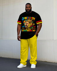 Big Tall June Lion-African Pride Free Short Sleeve T-Shirt Pants Set