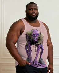 Men's Plus Size Halloween Pink Ghost Print Stretch Vest