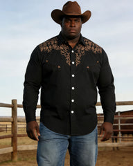 Big & Tall Men's Western Denim Black Long Sleeve Shirt