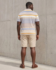 Big & Tall Men's Apricot Pinstripe Polo Shirt Short Sleeve Shorts Set