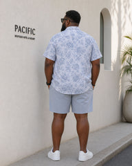 Big & Tall Men's Hawaiian Holiday Casual Classic Flower Shirt Short Sleeve Button Shirt Shorts Set