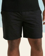 Big & Tall Men's Neckline Features Stitching Khaki Check POLO Short Sleeve Shorts Black Suit