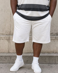 Big & Tall Men's Classic Black And White Coarse Stripes Casual Business POLO Shirt Short Sleeve Shorts Set