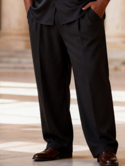 Big & Tall Men's Black And Gold Baroque Print Short Sleeve Shirt Pants Set