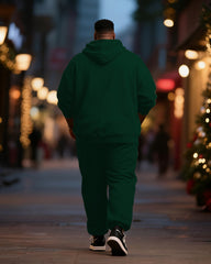 Big & Tall Men's Merry Christmas Letter Print Cardigan Hoodie Suit