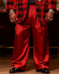 Big & Tall Men's Christmas Vintage Red And Black Plaid Suit