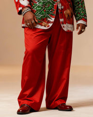 Big & Tall Men's Christmas Vintage Christmas Tree Print Suit