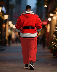 Big & Tall Men's Santa Claus Cosplay Printed Cardigan Hoodie Suit