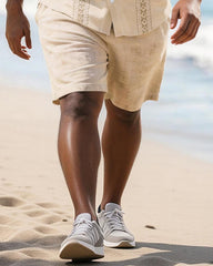 Big & Tall Men's Khaki Diamond Print Short Sleeve Shirt Shorts Set