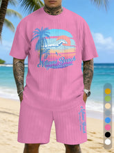 Hawaiian Texture Three-Dimensional Jacquard Plus Size Casual Suit