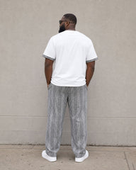Big & Tall Men's Check Stitching Contrast Color Chest Slogan Printed Short Sleeve T-shirt Sports Pants Suit
