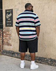 Big & Tall Men's Colorful Pinstripe Classic Polo Shirt Short Sleeve Shorts Set