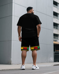 Freedom, Equality Memorial Ancestors June Festival Short-sleeved T-shirt Shorts Men's Loose Plus Size Set