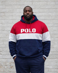Large Size Men's Autumn And Winter Warm Contrasting Color Design Chest Large Printed Simple Daily Hoodie Sweatpants Set