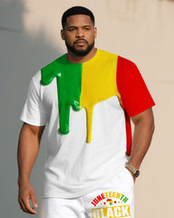 Big & Tall Men' Black June Day Memorial Ancestors Short Sleeve T-Shirt Shorts Set