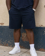 Big & Tall Men's Simple Geometric Stitching Contrast Button POLO Shirt Short Sleeve Shorts Set