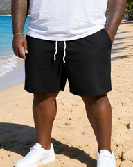 Big & Tall Men's Black & White Floral Block Print Tank Top Shorts Set