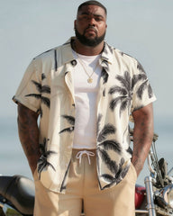 Big & Tall Men's Hawaiian Holiday Cardigan Short Sleeve Shirt Shorts Set