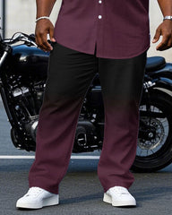 Big & Tall Men's Gradient Short Sleeve Shirt Pants Set