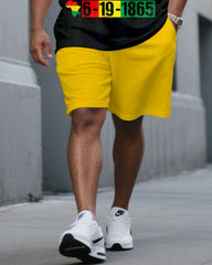 Big & Tall Men' June Festival Celebrates Black Free Short Sleeve T-Shirt Shorts Set