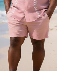 Big & Tall Men's Leaf Print Short Sleeve Shirt Shorts Set