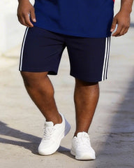 Big & Tall Men's Navy Red And White Color Matching Letter Printed Round Neck Short Sleeve T-shirt Shorts Set