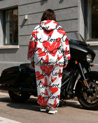 Women's Plus Size Love Letter Print Cardigan Hoodie Set