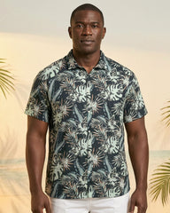Big & Tall Men's Hawaiian Holiday Tropical Full Printed Cardigan Short Sleeve Shirt