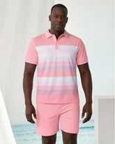 Big & Tall Men's Pink Stripe Simple Chest Small Label POLO Short Sleeve Shorts Set