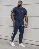 Big & Tall Men's Side Stitching Ribbon Printing Chest Printing Daily Hiking Party Short Sleeve T-shirt Sports Pants Set