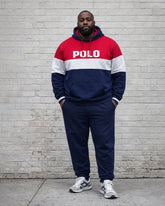Large Size Men's Autumn And Winter Warm Contrasting Color Design Chest Large Printed Simple Daily Hoodie Sweatpants Set