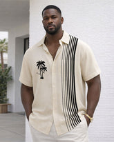 Big & Tall Men's Apricot Vacation Casual Hawaiian Short Sleeve Button-Up Shirt