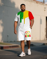 Big & Tall Men' Black June Day Memorial Ancestors Short Sleeve T-Shirt Shorts Set