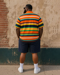 Big & Tall Men's Hawaiian Holiday Bright Color Set POLO Shirt Short Sleeve Shorts