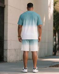 Big & Tall Men's Gradient Chest Small Label Printed T-shirt Shorts Set