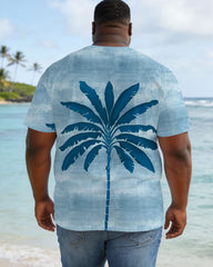 Men's Plus Size Tie-Dye Leaf-Print Short-Sleeved T-Shirt