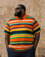 Big & Tall Men's Hawaiian Holiday Bright Color Set POLO Shirt Short Sleeve Shorts