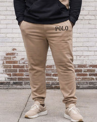 Men's Plus Size Autumn And Winter Warm Khaki & Black Irregular Geometric Patchwork Printed Hoodie Sweatpants Set