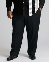Men's Plus Size Casual Simple Black & White Color Contrast Simple Long Sleeve Shirt Trousers Business Casual Suit