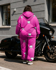 Women's Plus Size Rose Red Diamond Print Cardigan Hoodie Set