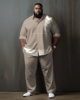 Men's Plus Size Business Geometric Print Two-Piece Set
