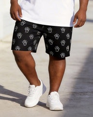 Big & Tall Men's Hand Gesture Eye Palm Print Round Neck Short Sleeve T-shirt Shorts Set