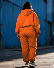 Women's Plus Size Halloween Pumpkin Graffiti Print Cardigan Hoodie Set