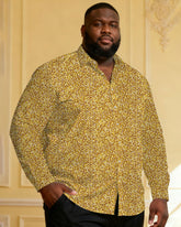 Men's Large Size Glitter Granular Sequin Long Sleeve Lapel Shirt