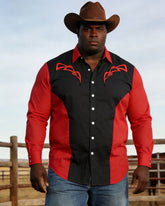 Big & Tall Men's Western Denim Black & Black Long Sleeve Shirt