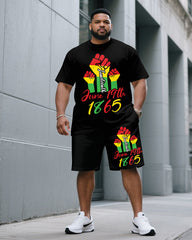 Black June Day Commemorative Short Sleeve T-Shirt Shorts Large Size Men's Suit