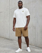 Big & Tall Men's White & Khaki Simple Short Sleeve T-Shirt Shorts Set