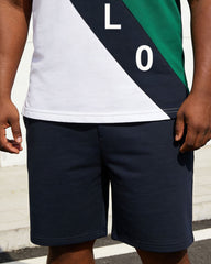 Big & Tall Men's Green & White... Dark Blue Twill Contrast Color Large Label Printed POLO Shirt Short Sleeve Shorts Set